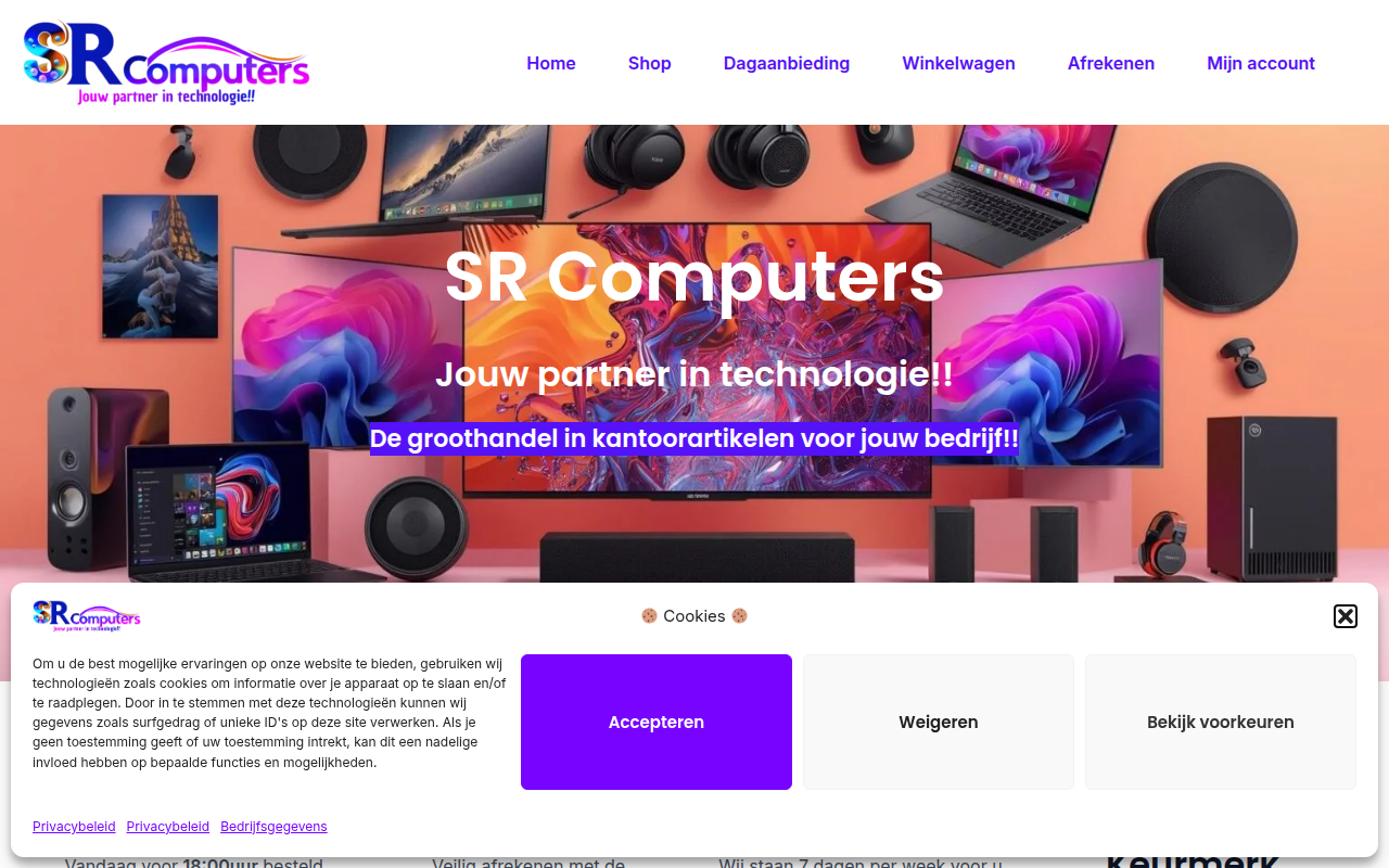 Screenshot van sr-computers.nl