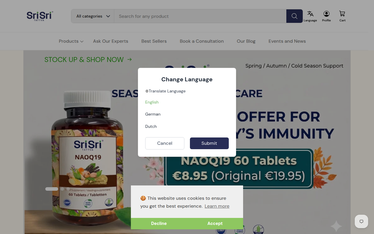 Screenshot van srisritattva.eu