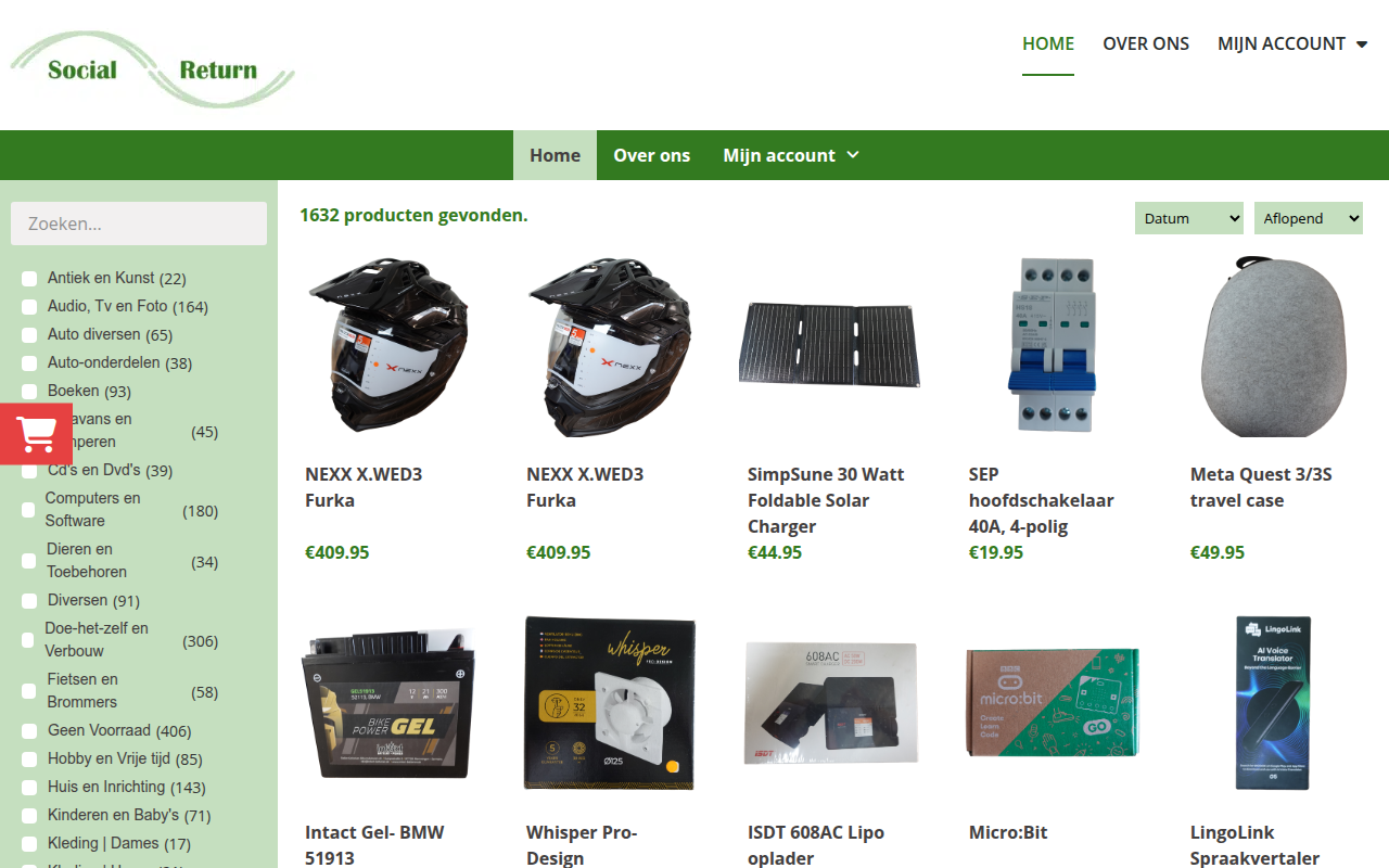 Screenshot van srshop.nl