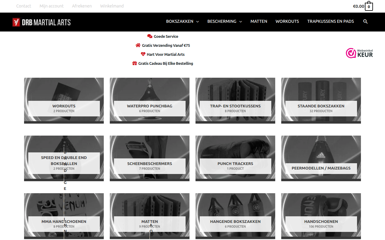 Screenshot van staandebokszakken.nl