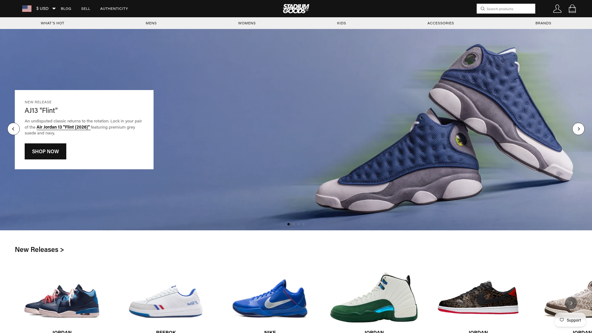 Screenshot van stadiumgoods.com