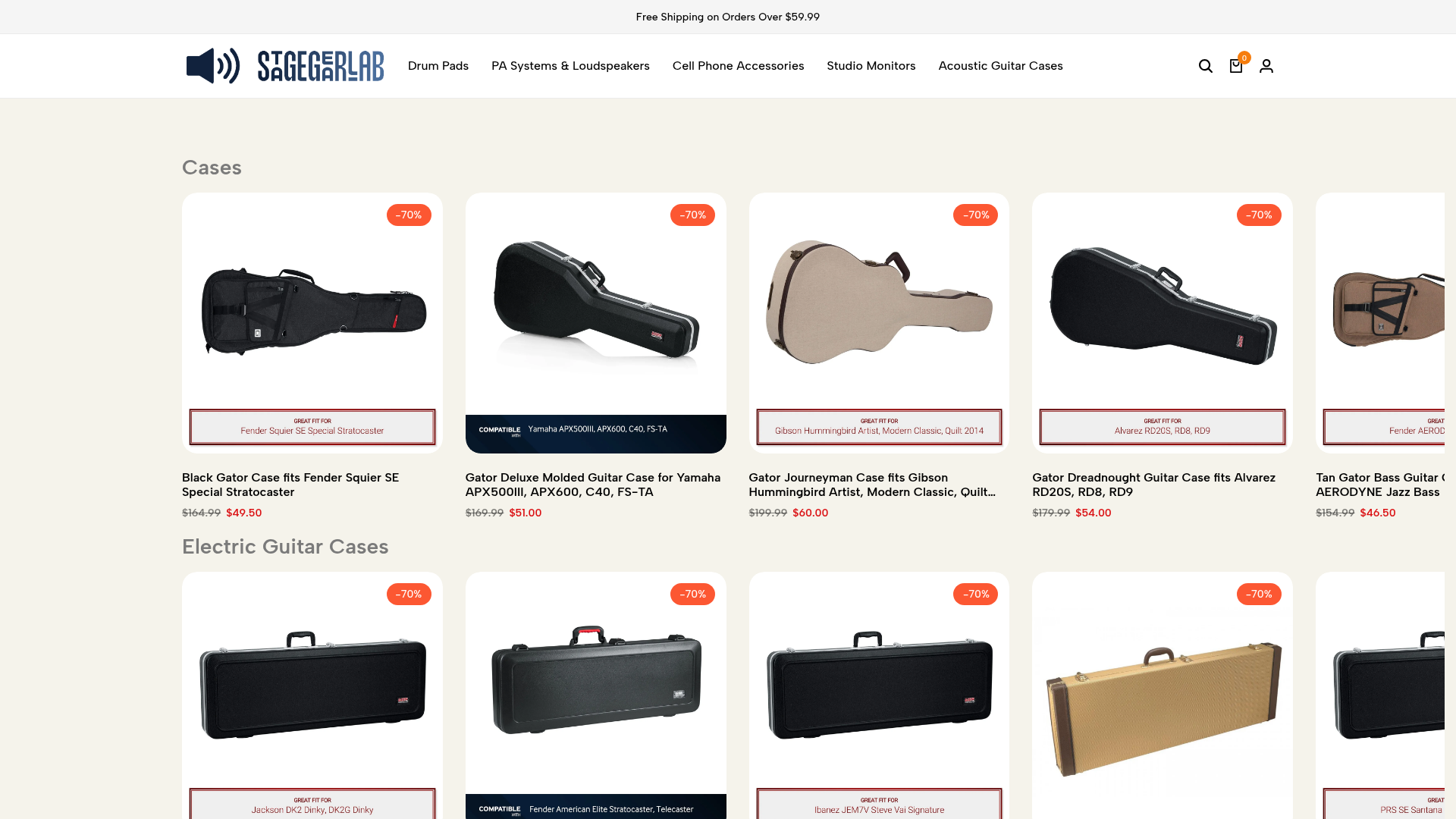 Screenshot van stagegearlab.com