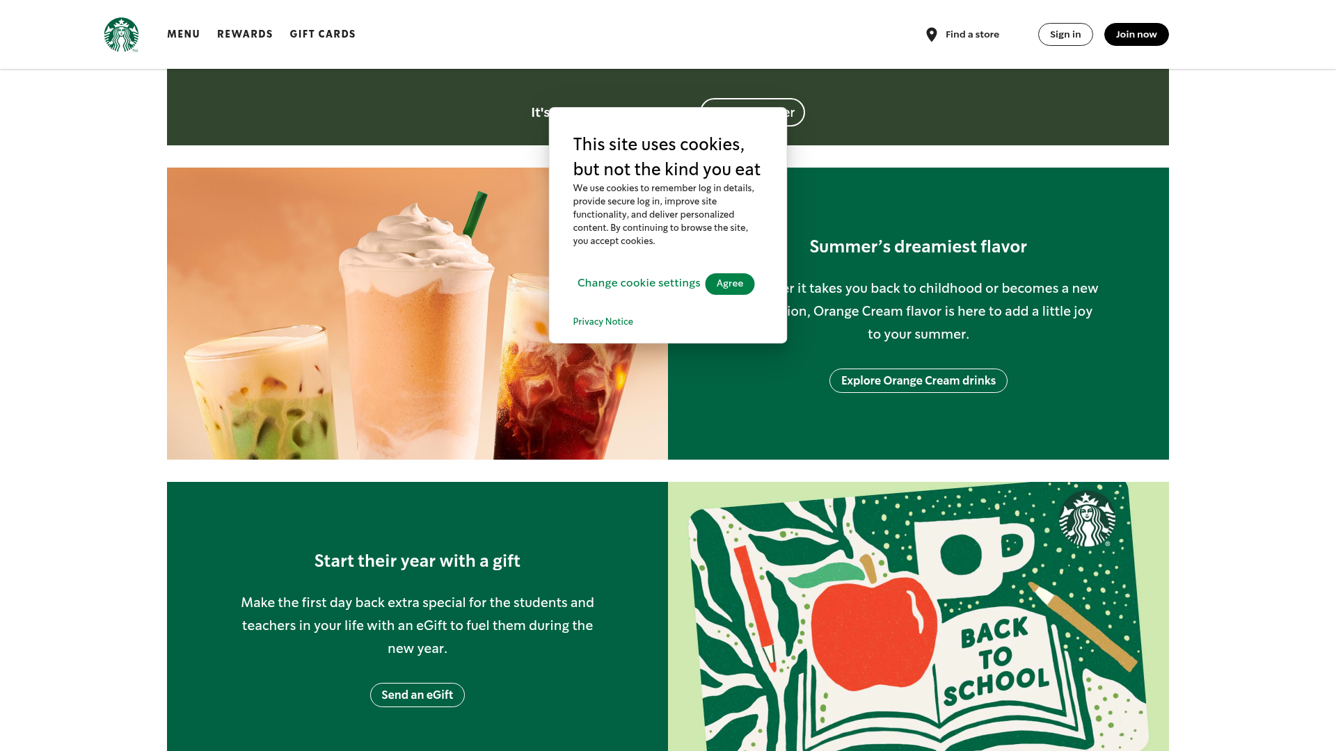 Screenshot van starbucks.com