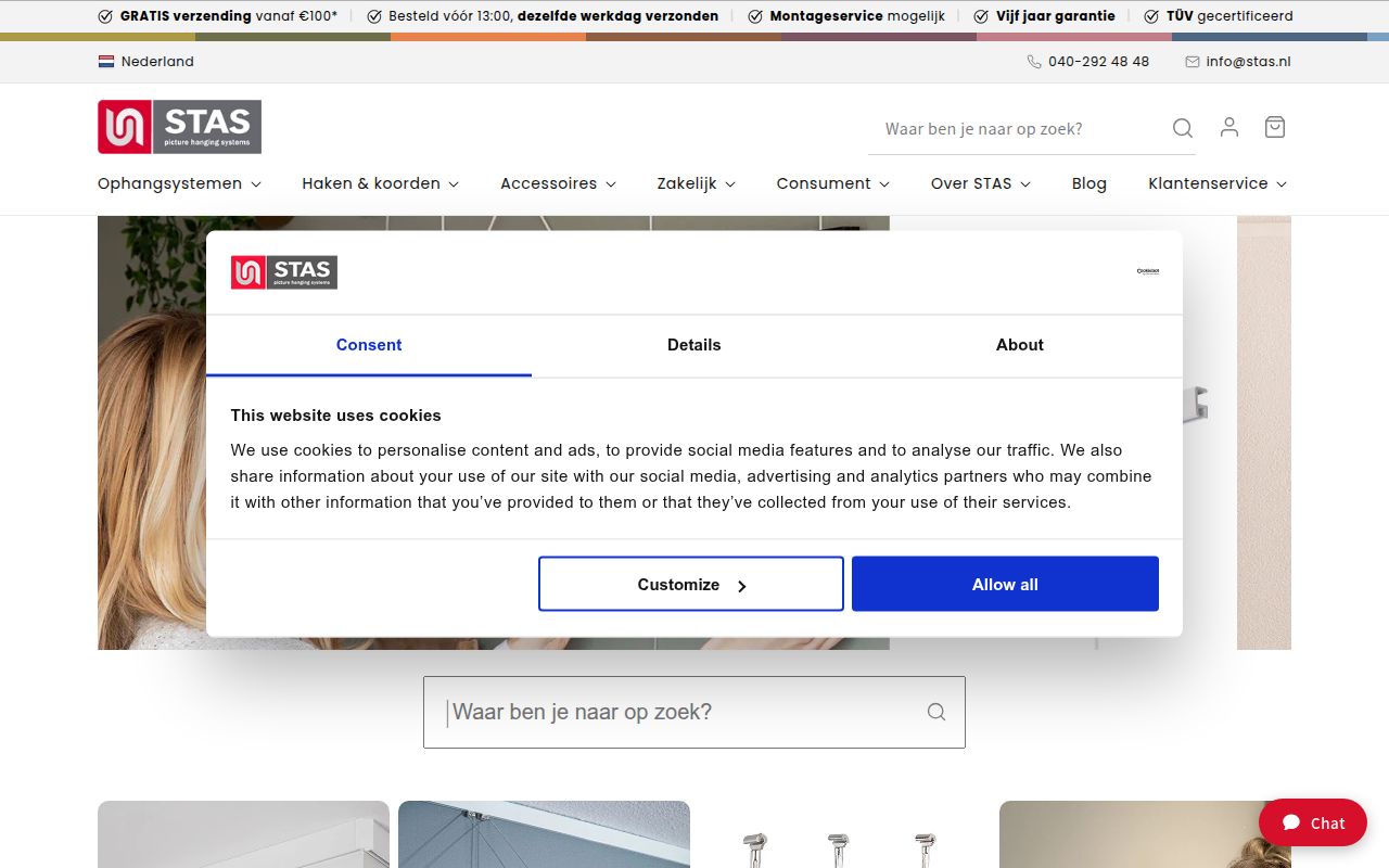 Screenshot van stas.nl