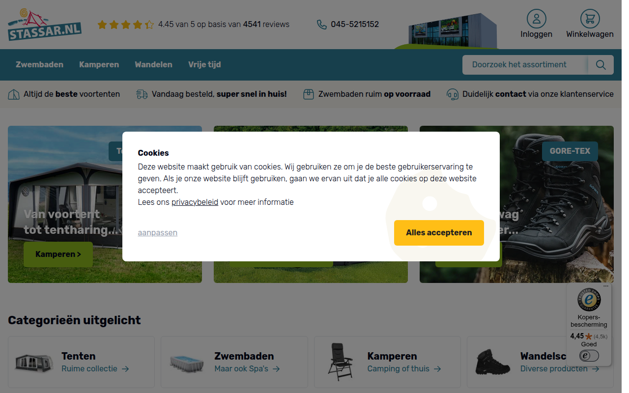 Screenshot van stassar.nl