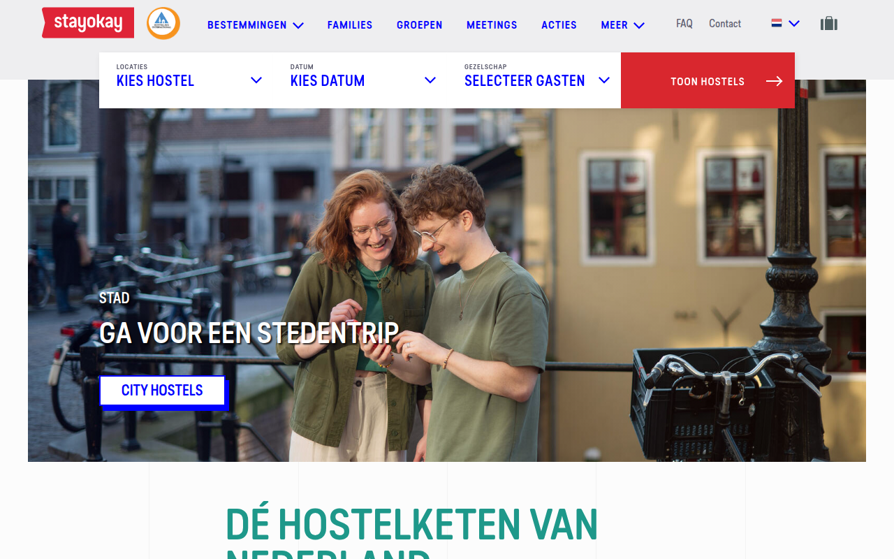 Screenshot van stayokay.com