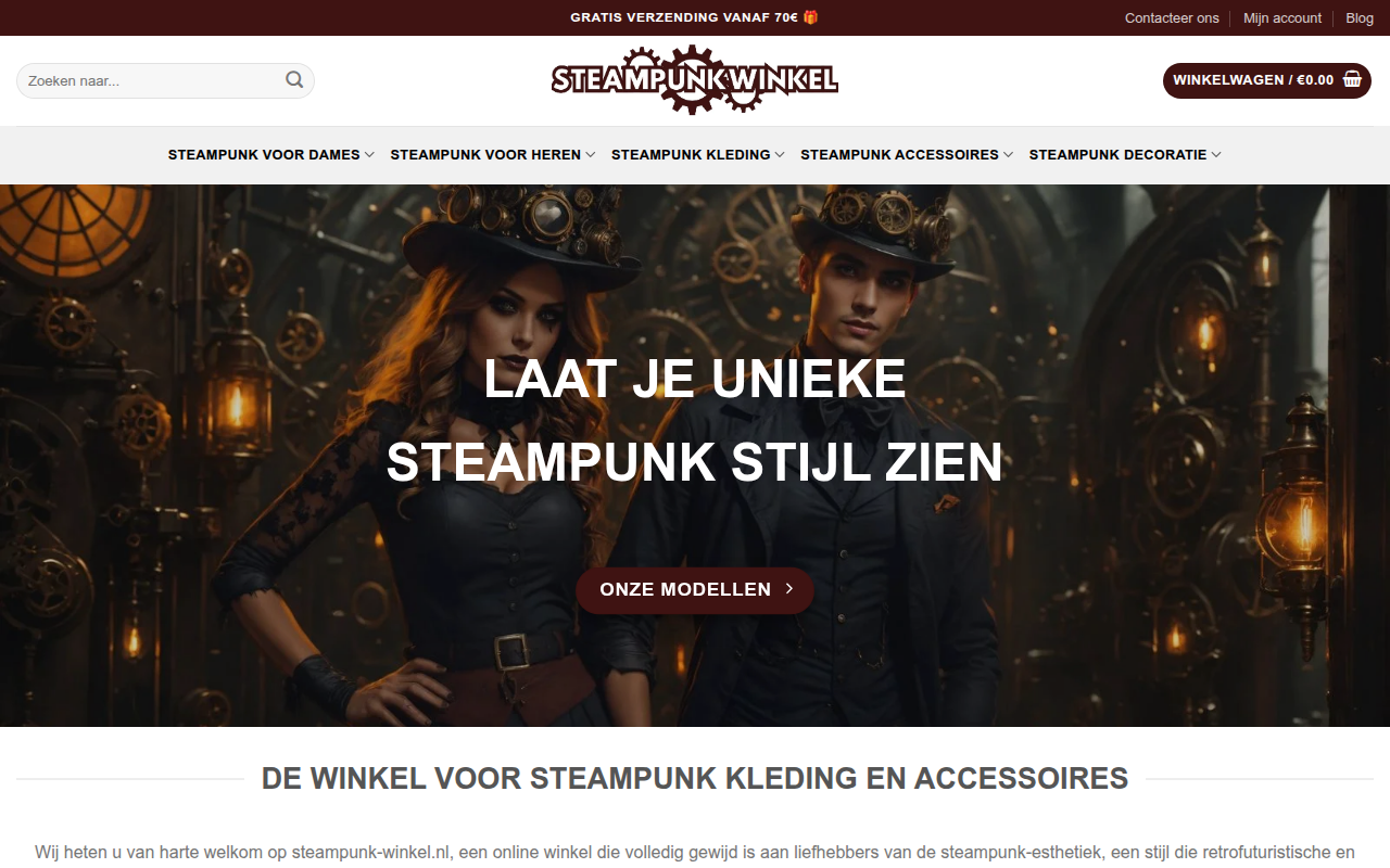 Screenshot van steampunk-winkel.nl