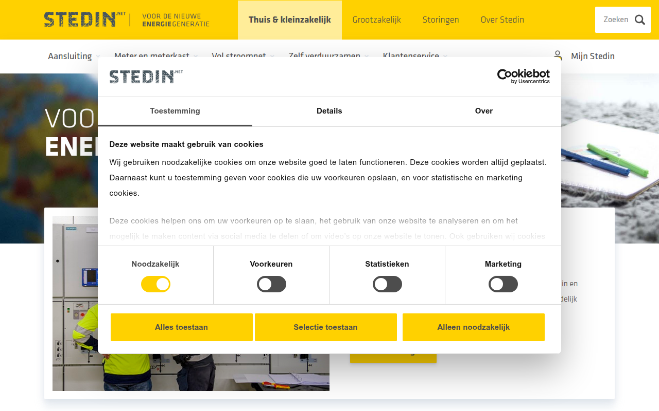 Screenshot van stedin.net
