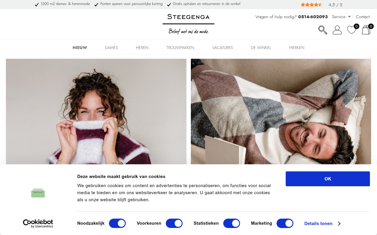 Screenshot van steegengamode.nl