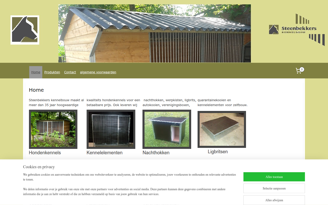 Screenshot van steenbekkerskennelbouw-shop.nl