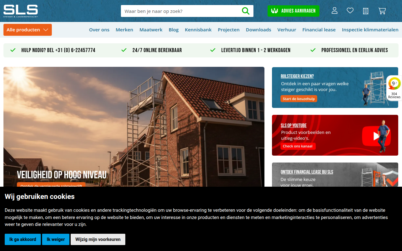 Screenshot van steigerladderspecialist.nl