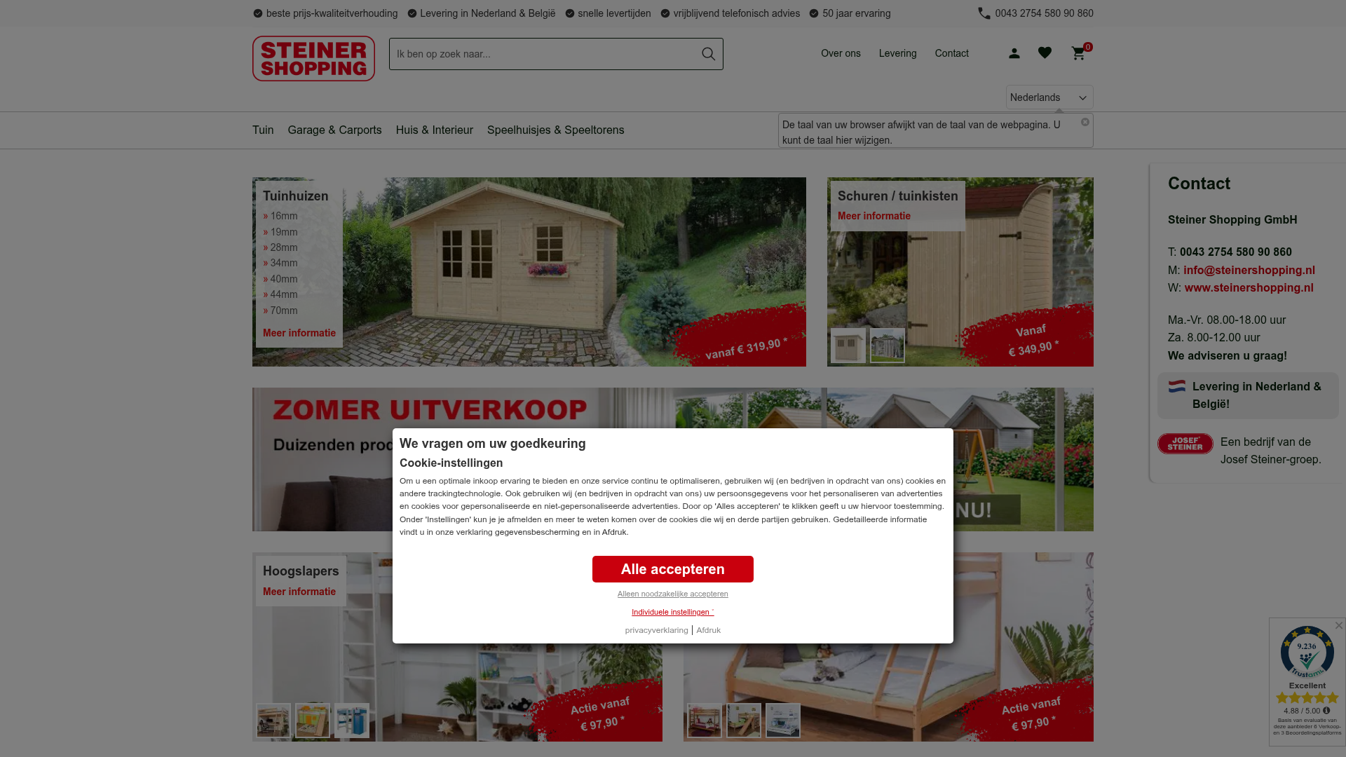 Screenshot van steinershopping.nl