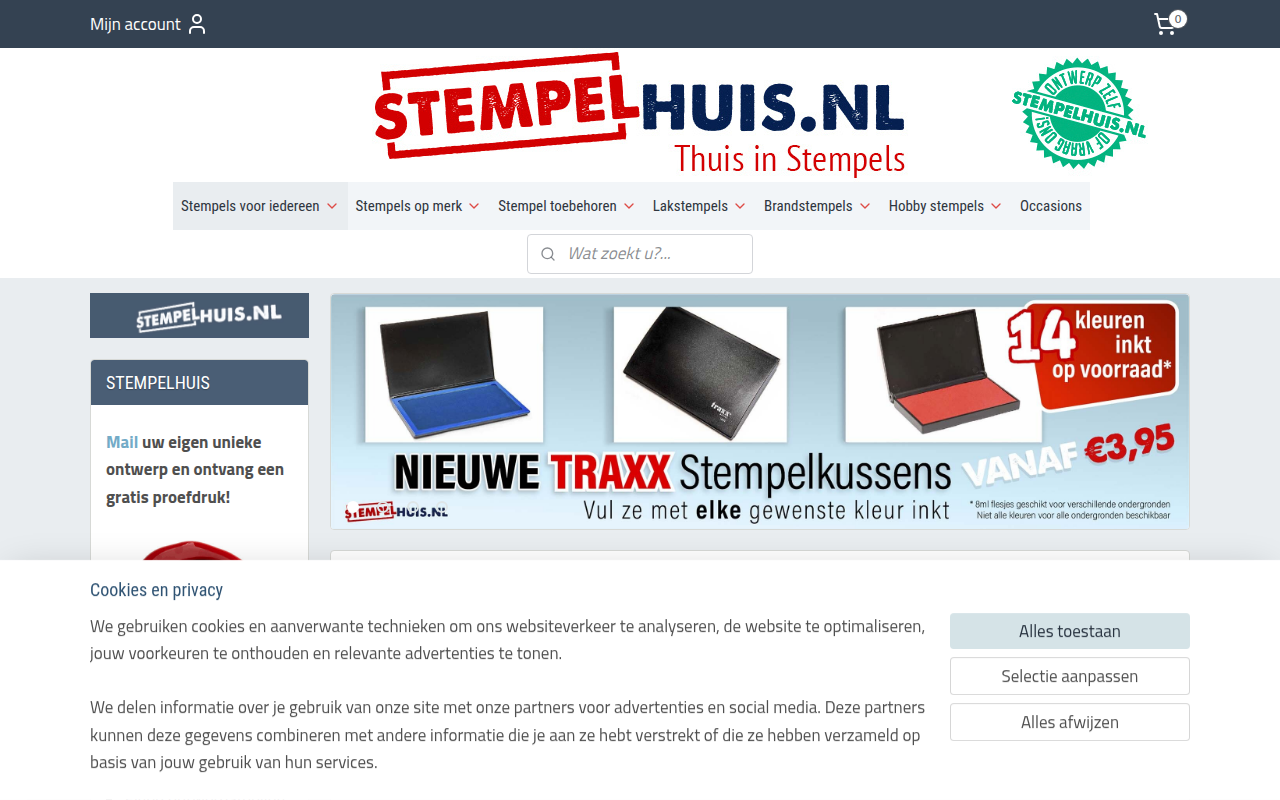 Screenshot van stempelhuis.nl