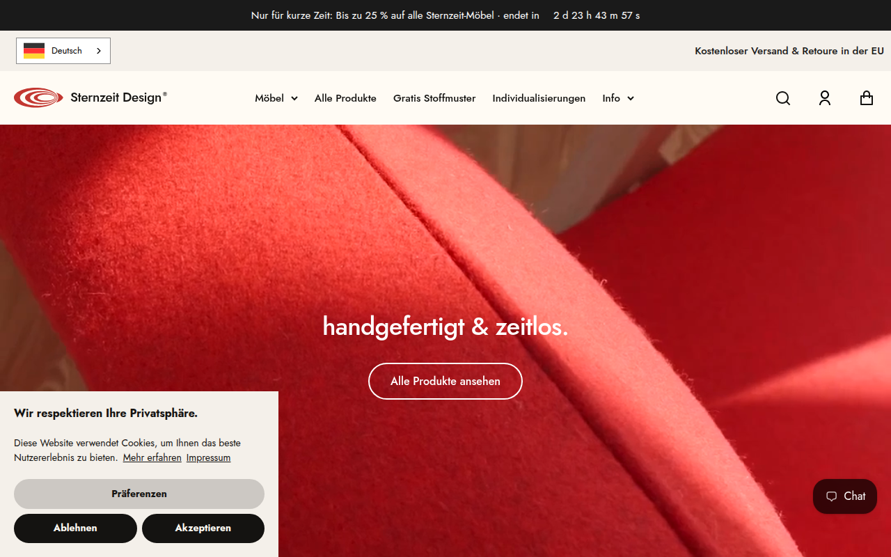 Screenshot van sternzeit-design.de
