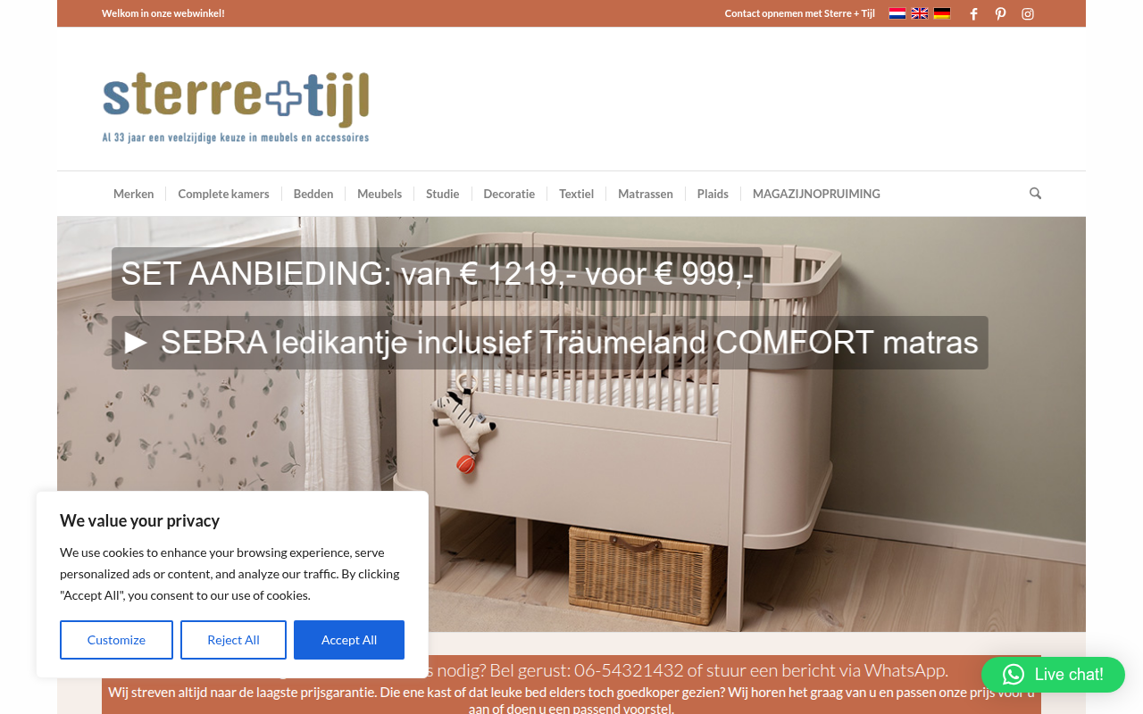Screenshot van sterreentijl.nl