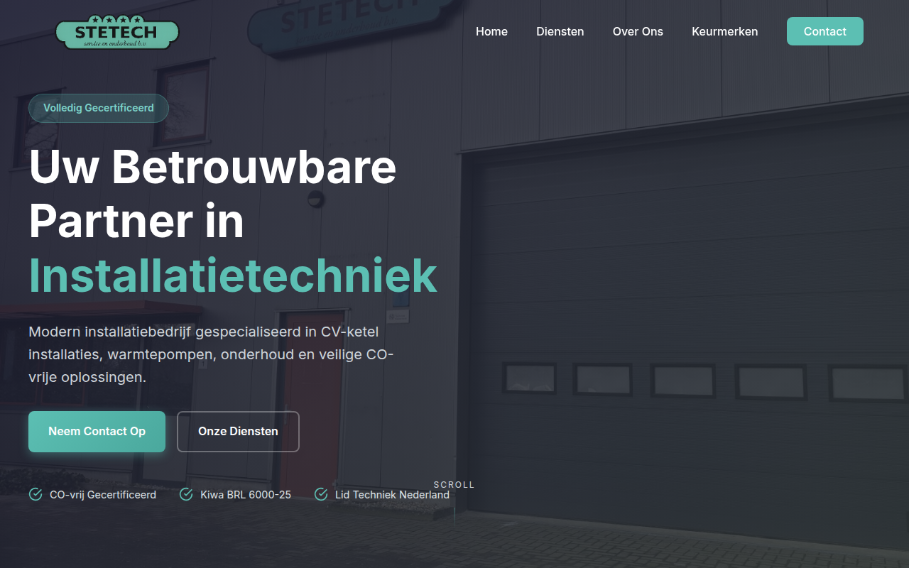 Screenshot van stetech.com