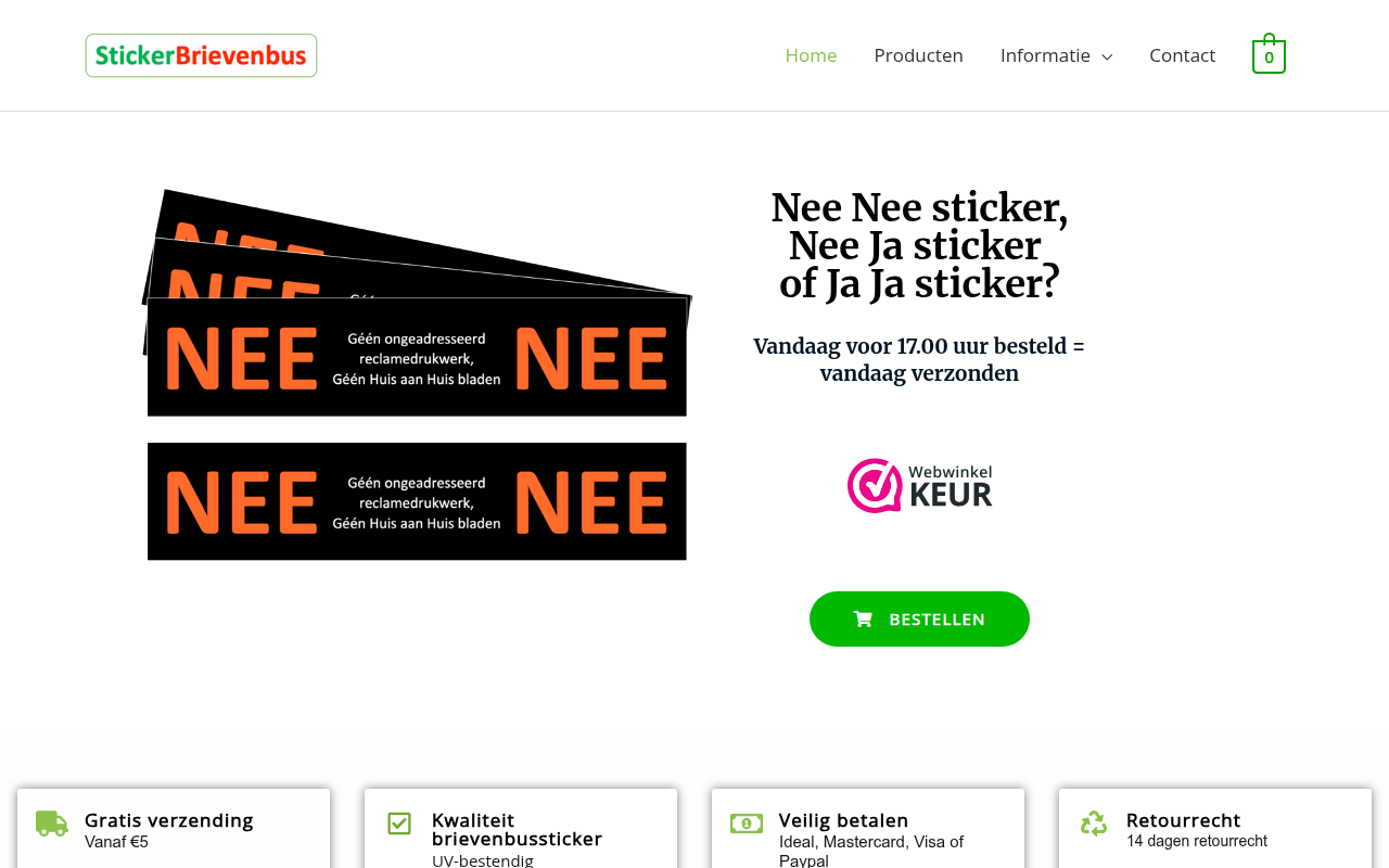 Screenshot van stickerbrievenbus.nl