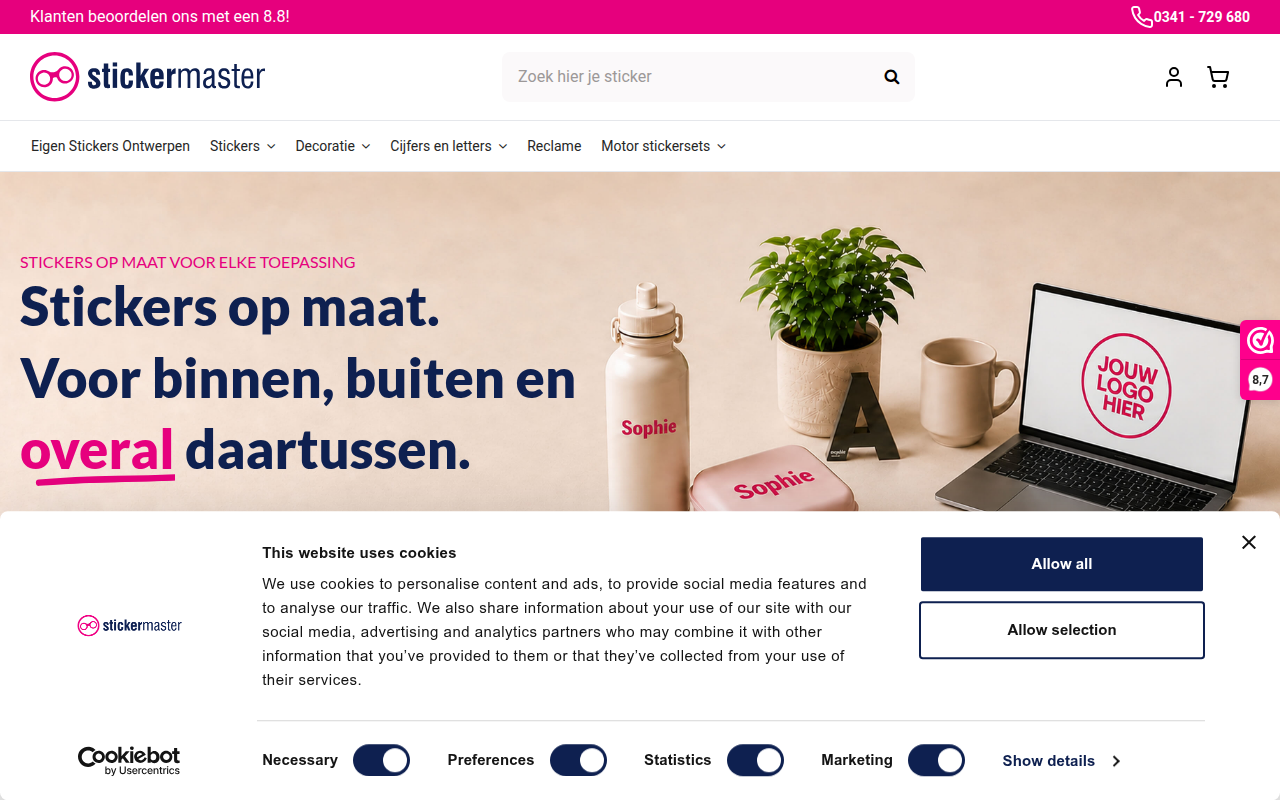 Screenshot van stickermaster.nl
