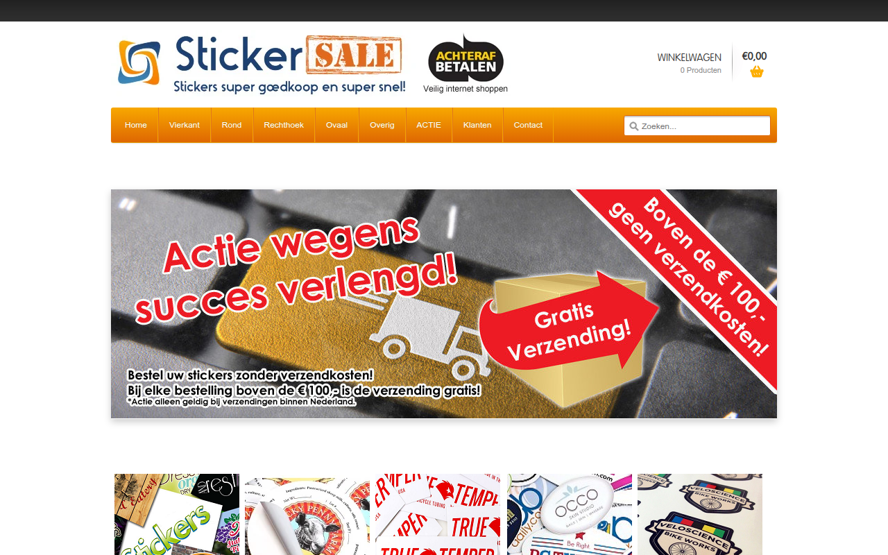 Screenshot van stickersale.nl