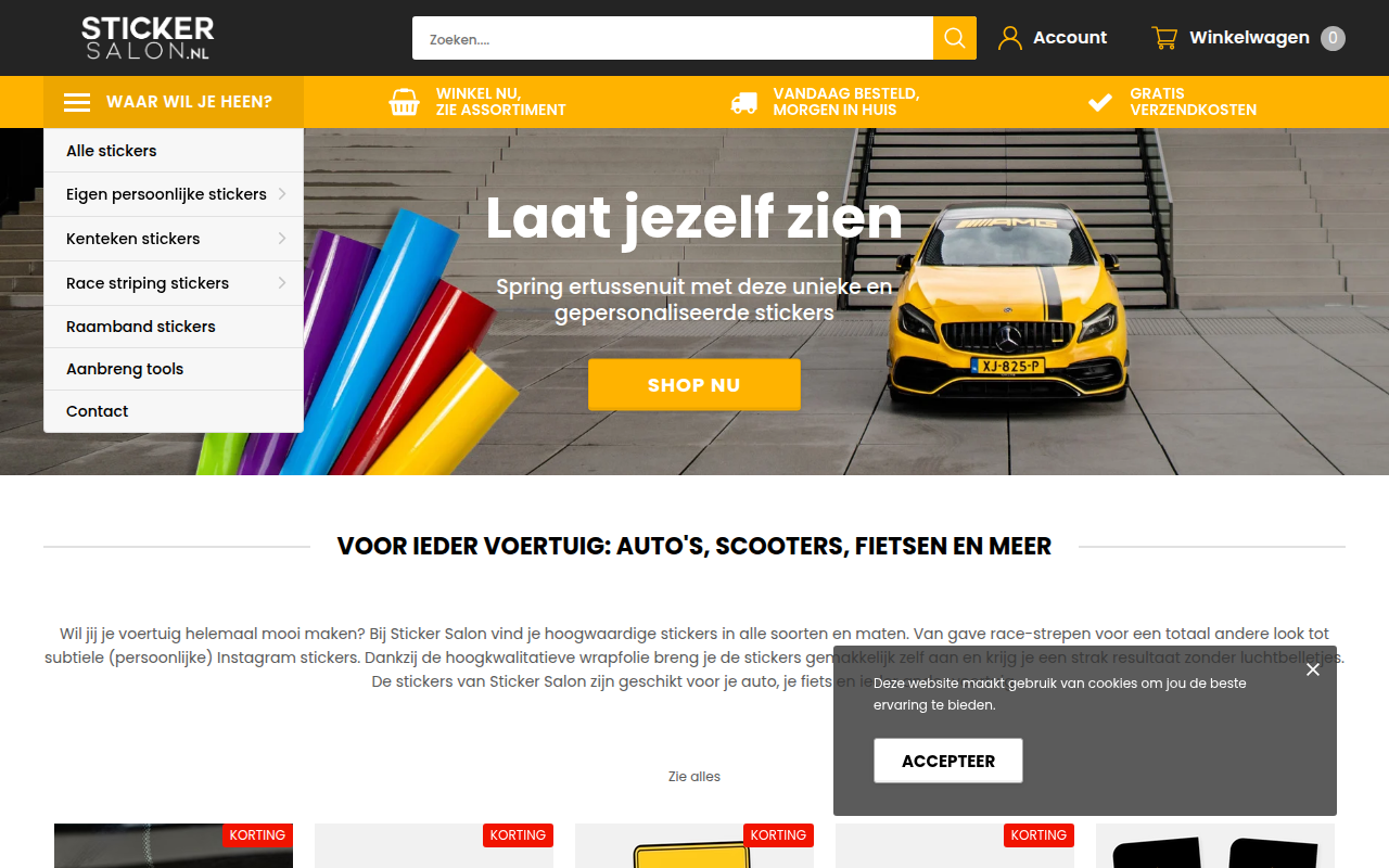 Screenshot van stickersalon.nl