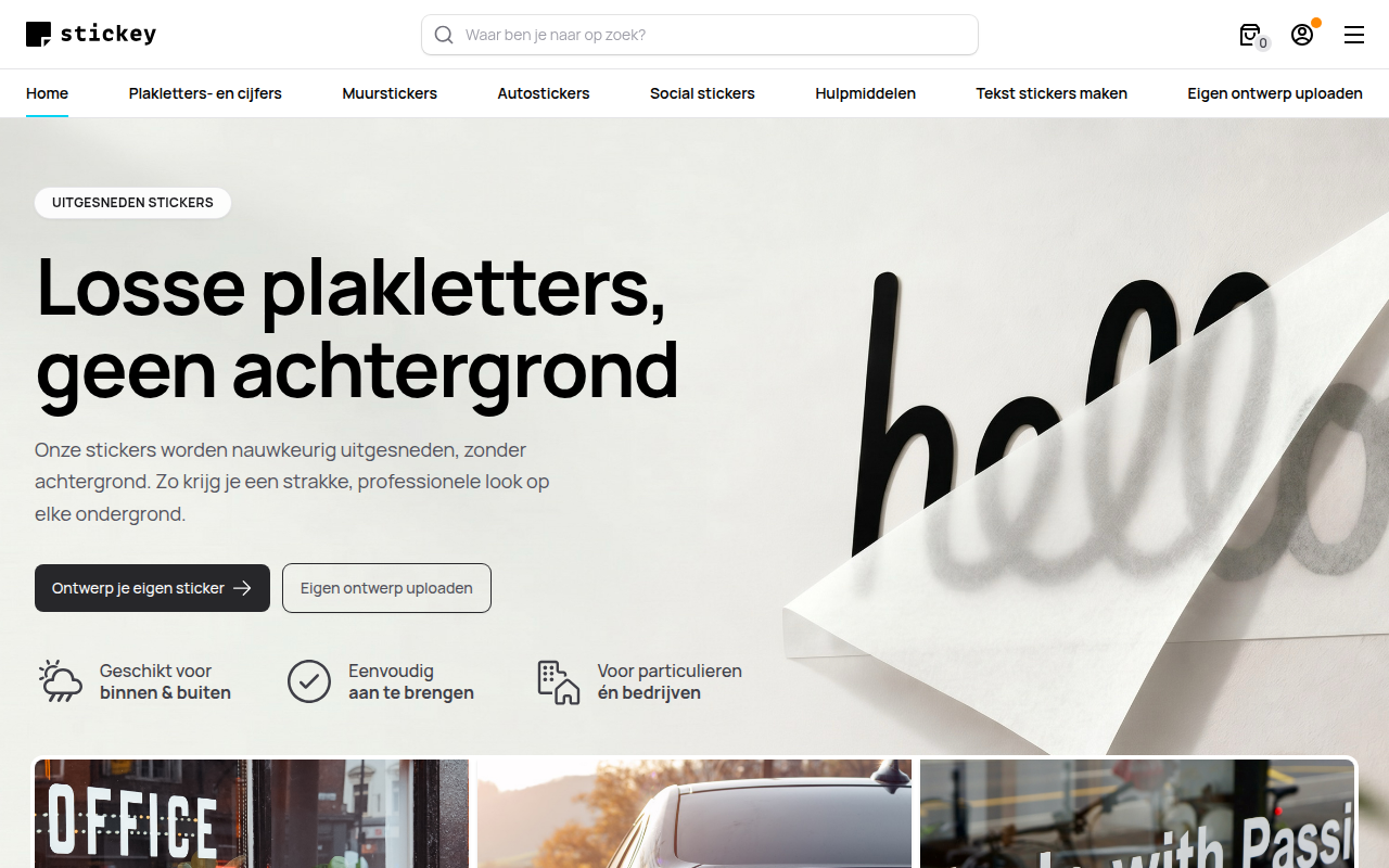 Screenshot van stickey.nl
