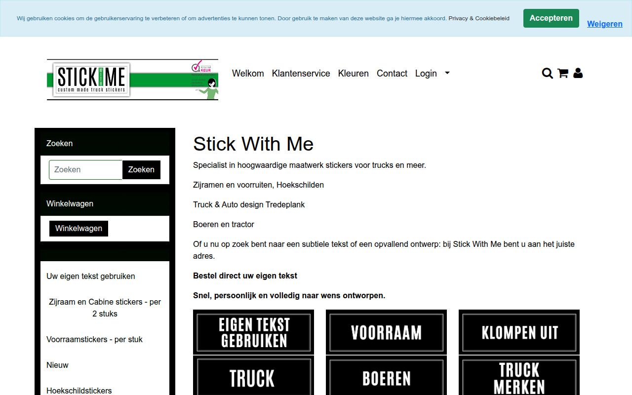 Screenshot van stickwithme.nl