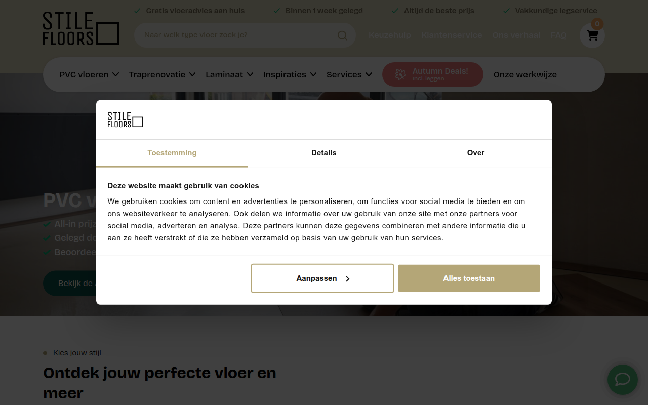 Screenshot van stilefloors.nl
