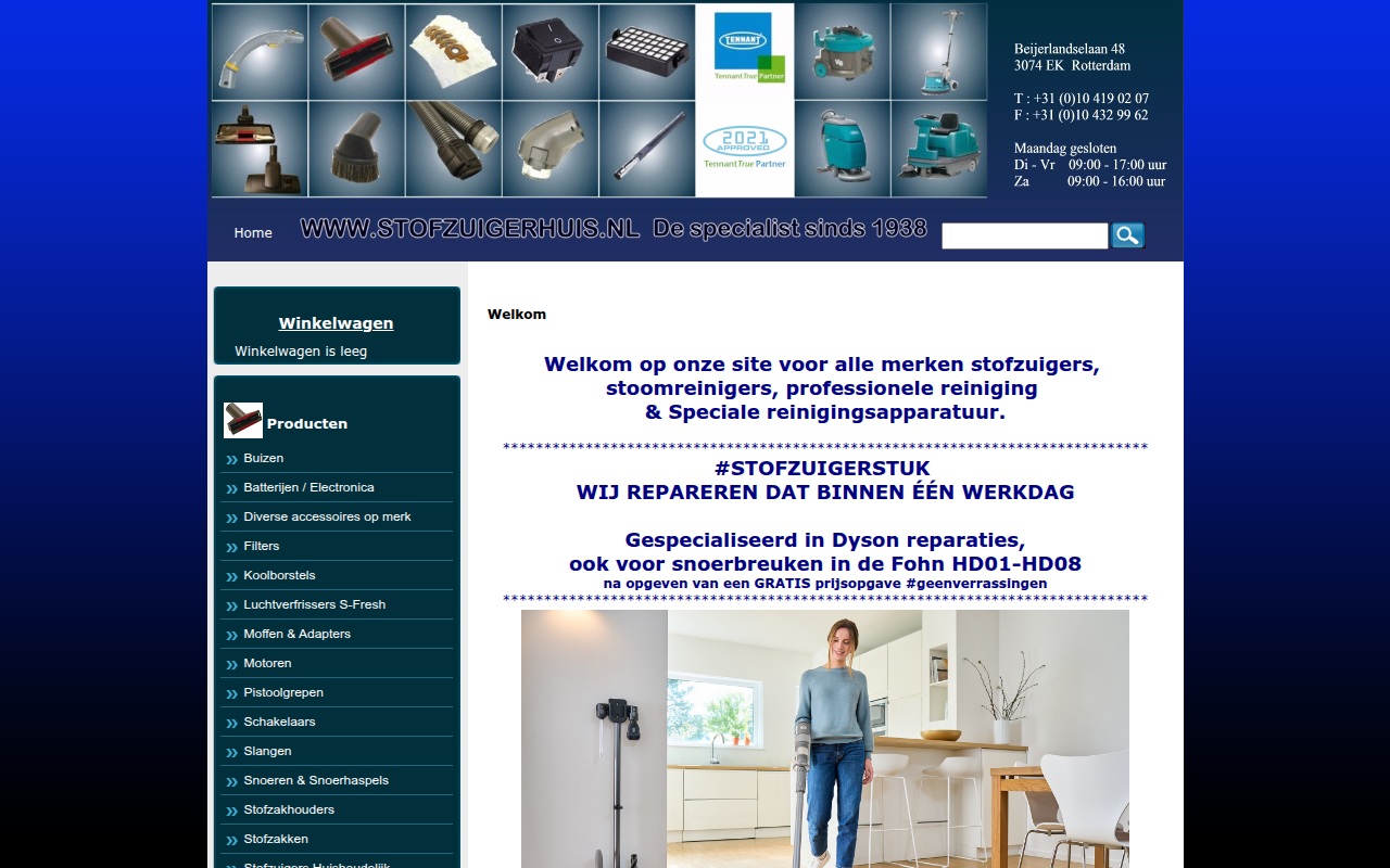 Screenshot van stoomreiniger.nl
