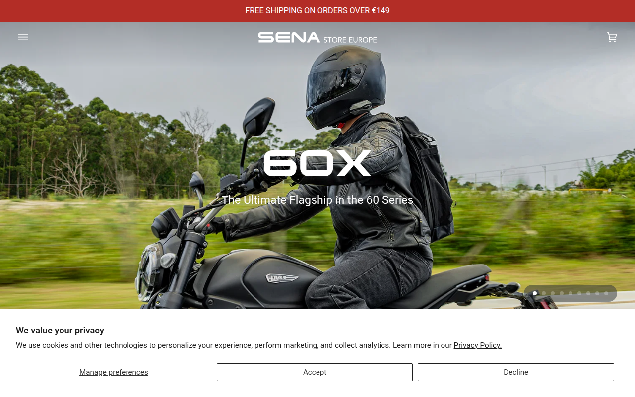 Screenshot van store-eu.sena.com