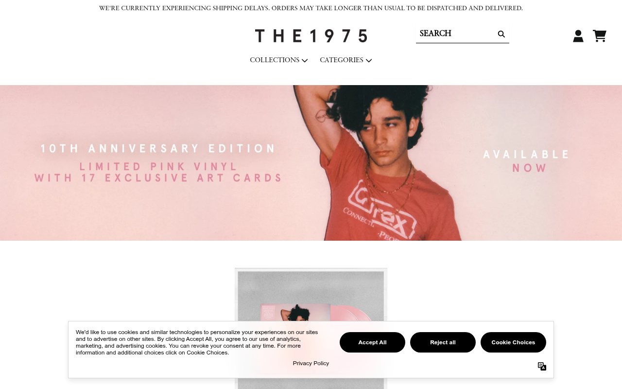 Screenshot van store.the1975.com