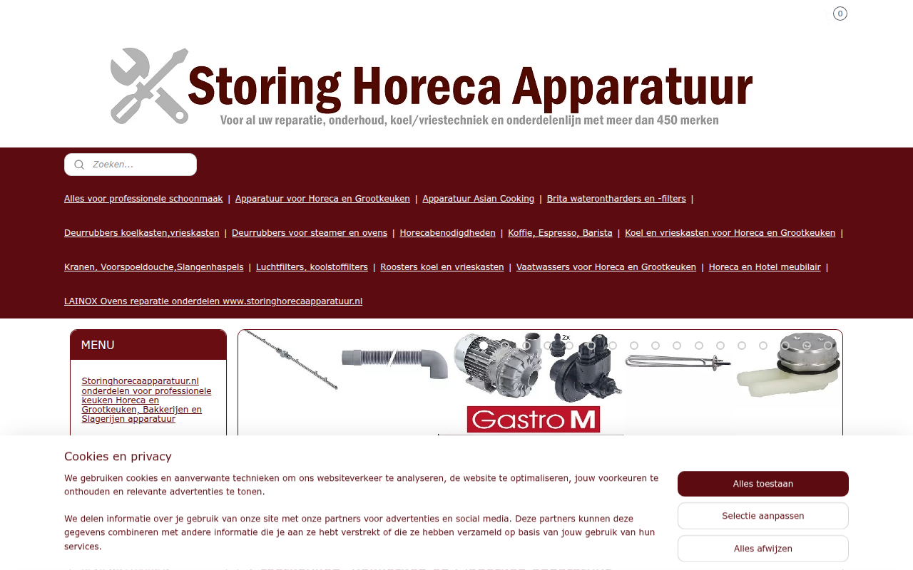 Screenshot van storinghorecaapparatuur.nl