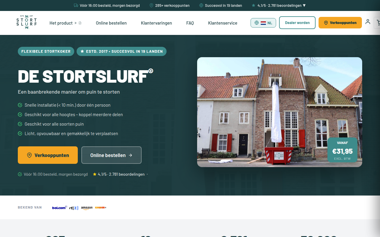Screenshot van stort-slurf.nl