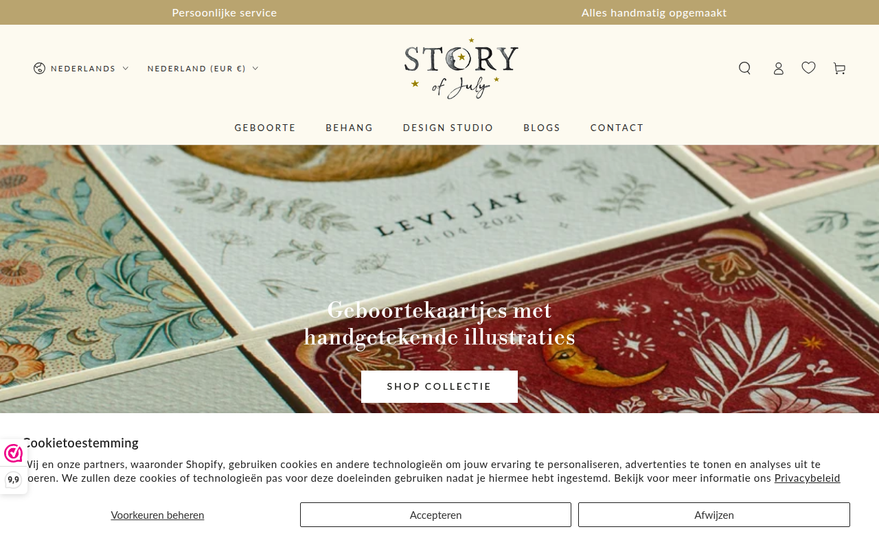 Screenshot van storyofjuly.nl