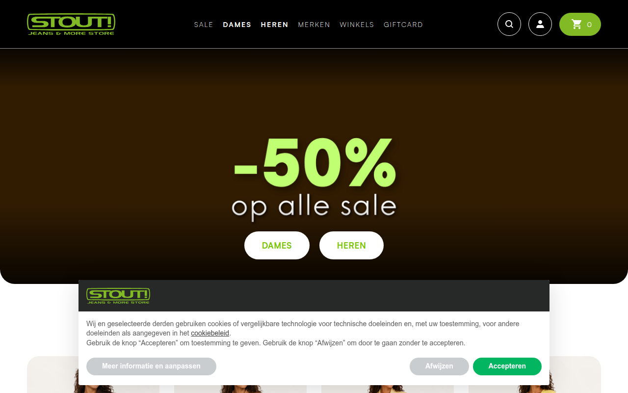 Screenshot van stoutjeans.nl