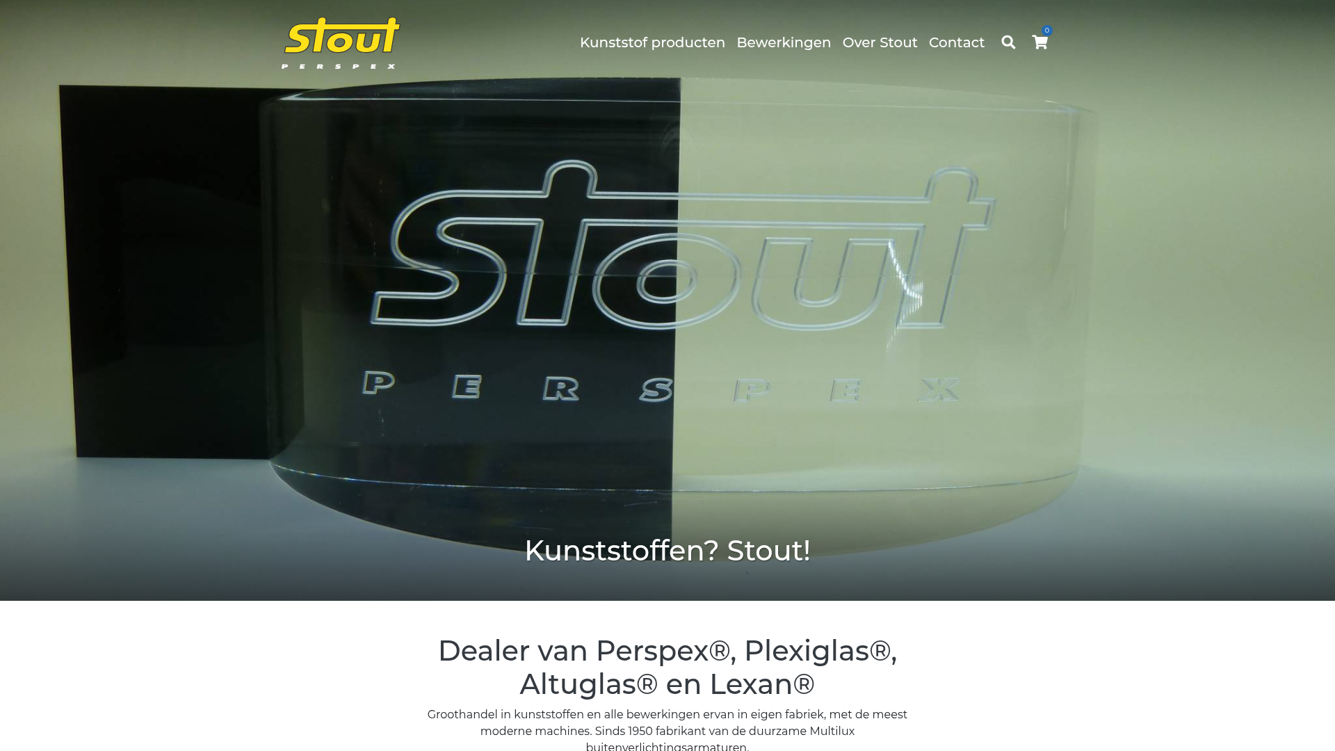 Screenshot van stoutperspex.nl