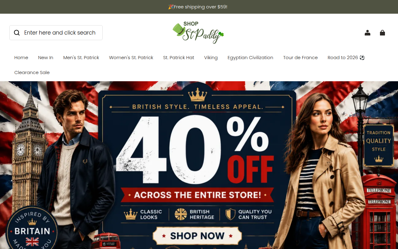 Screenshot van stpaddyshop.com