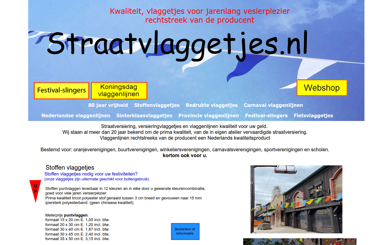 Screenshot van straatvlaggetjes.nl