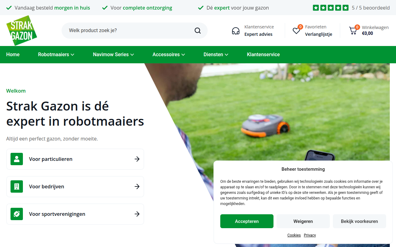 Screenshot van strakgazon.nl