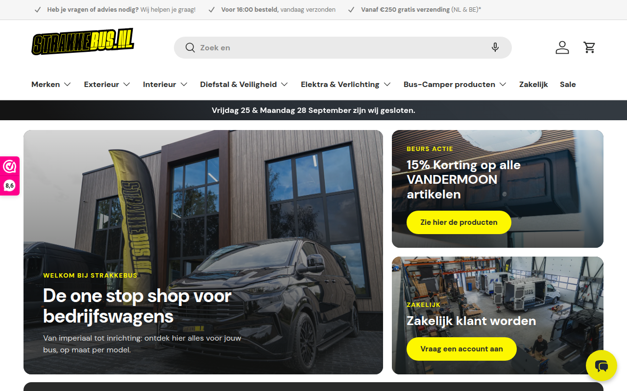 Screenshot van strakkebus.nl