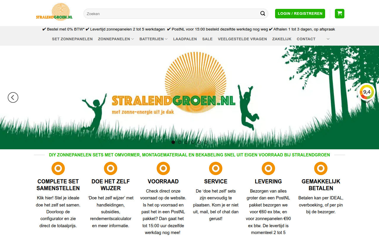 Screenshot van stralendgroen.nl