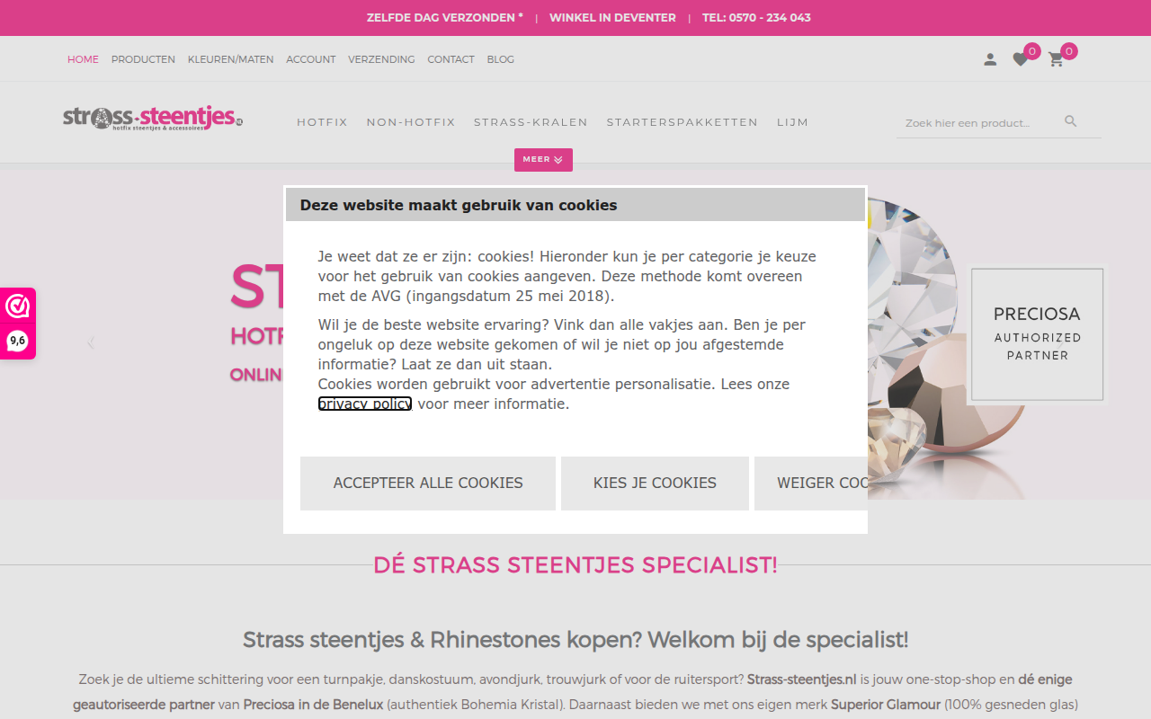 Screenshot van strass-steentjes.nl