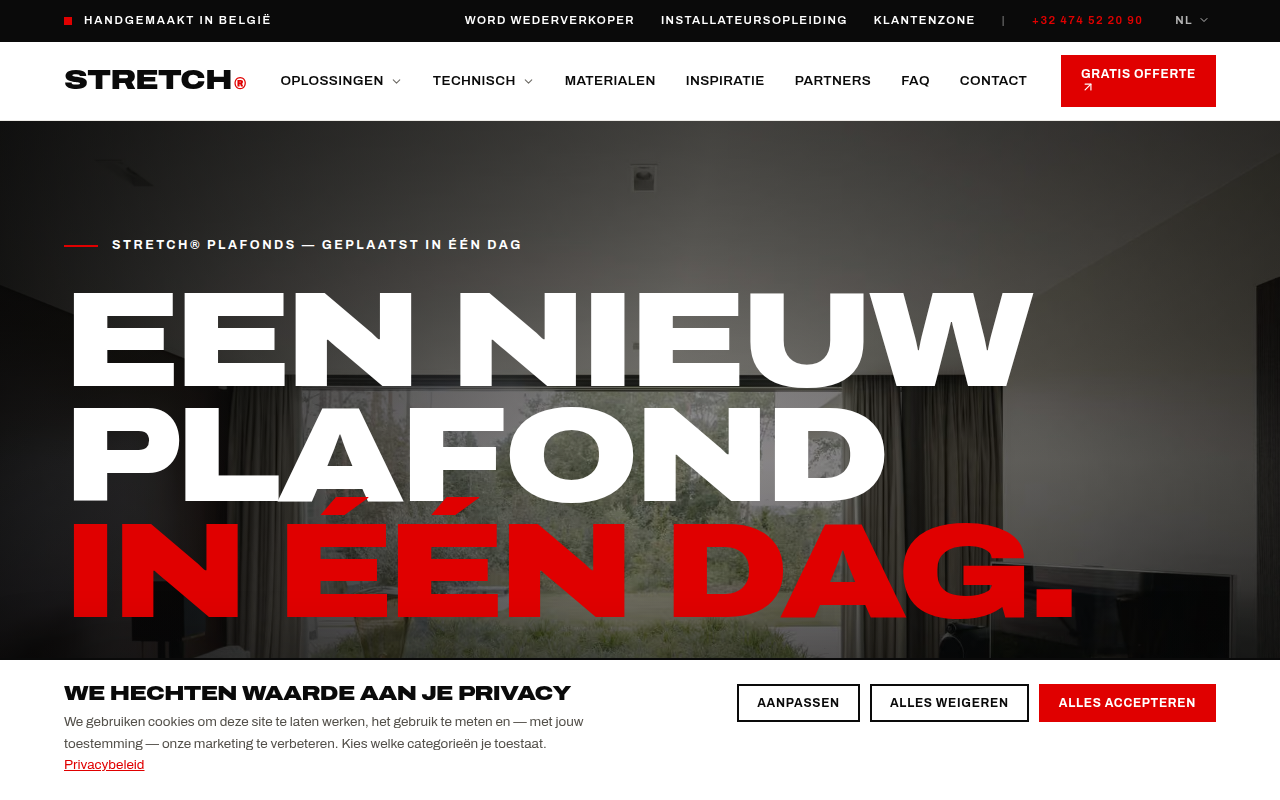 Screenshot van stretchplafond.nl