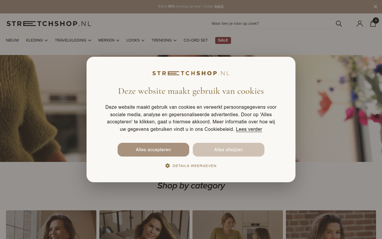 Screenshot van stretchshop.nl