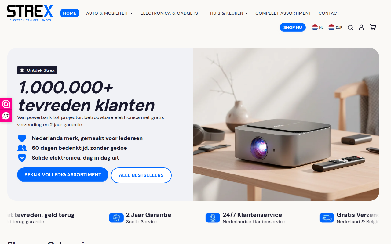 Screenshot van strex.nl