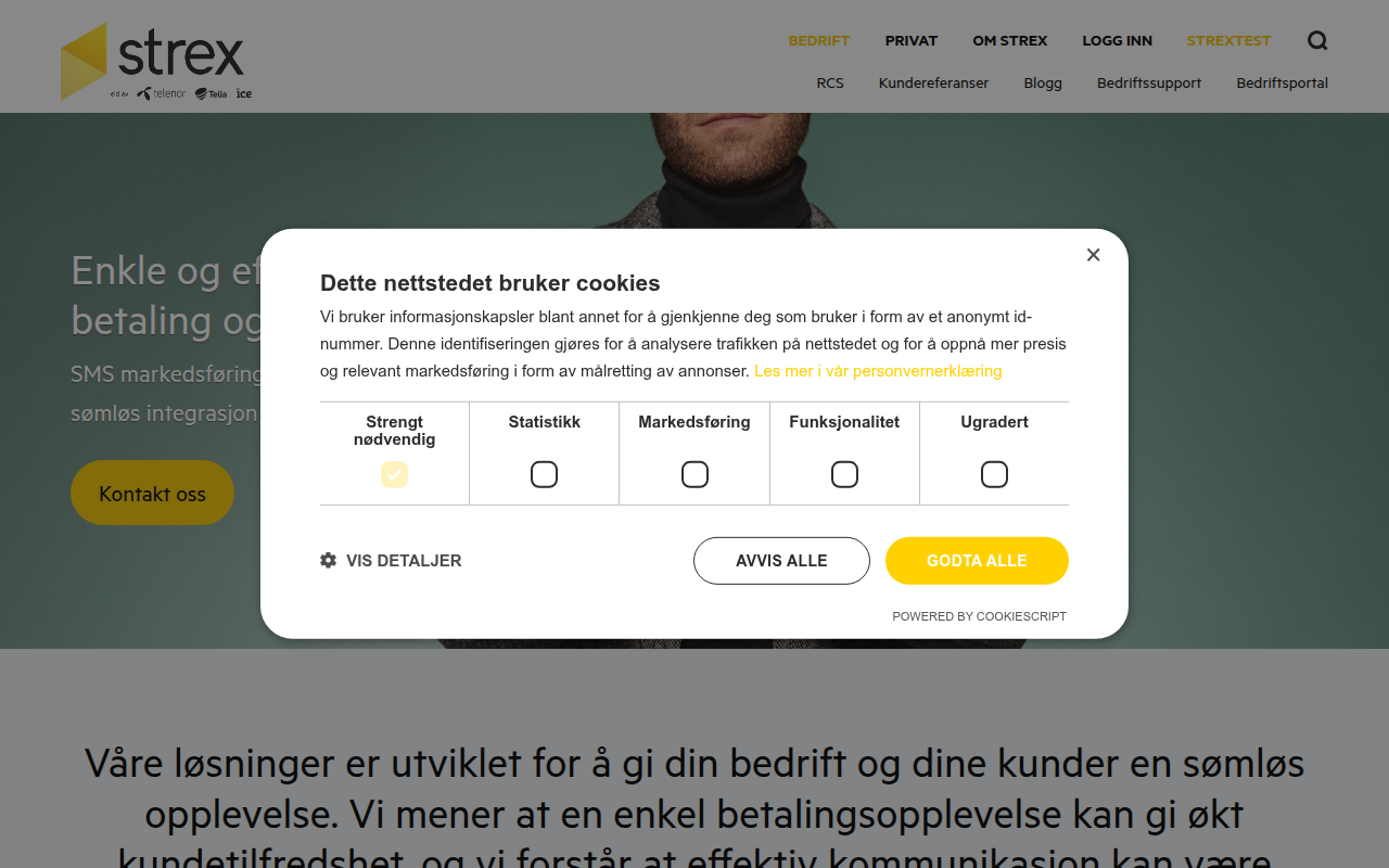 Screenshot van strex.no
