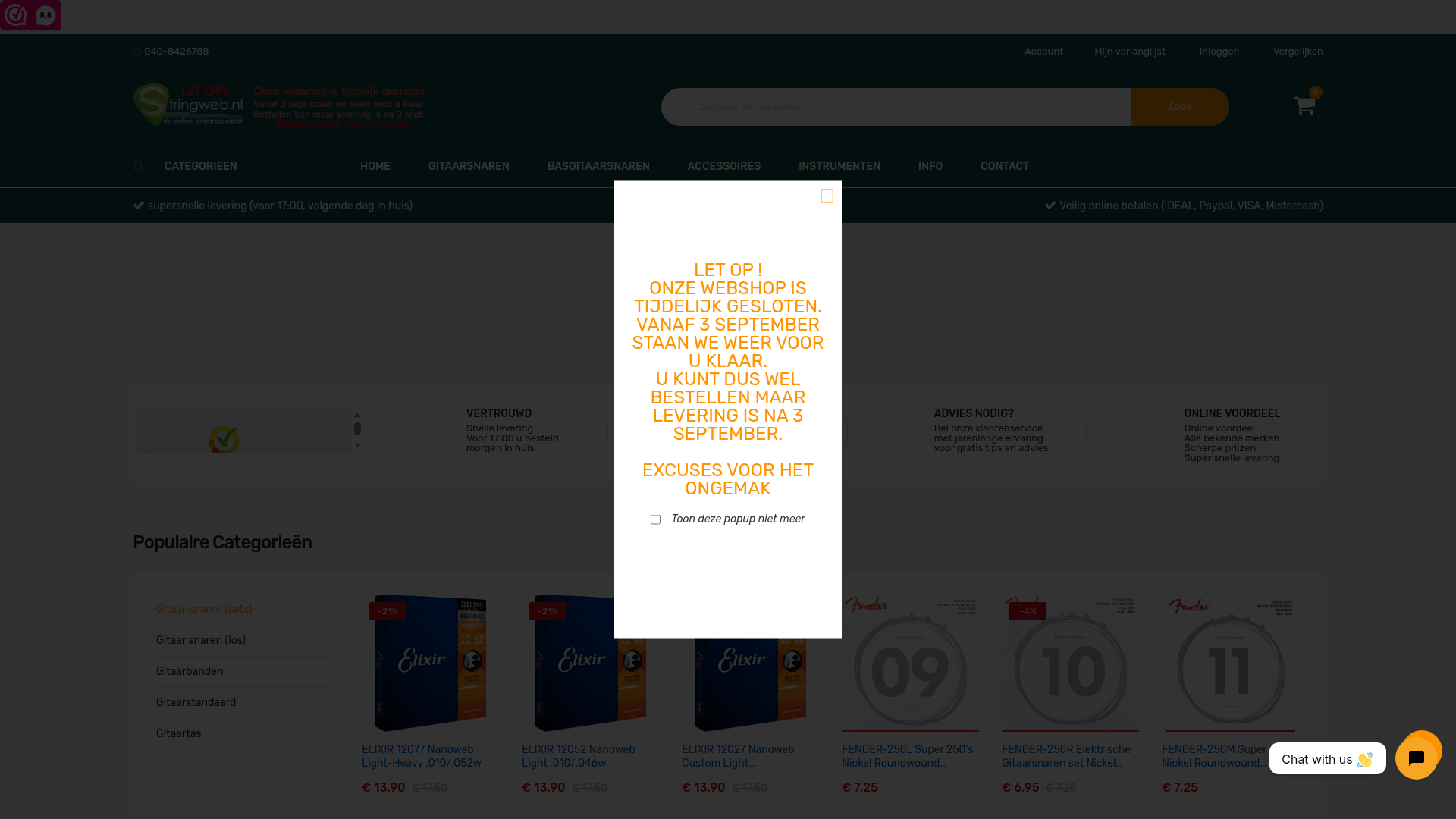 Screenshot van stringweb.nl