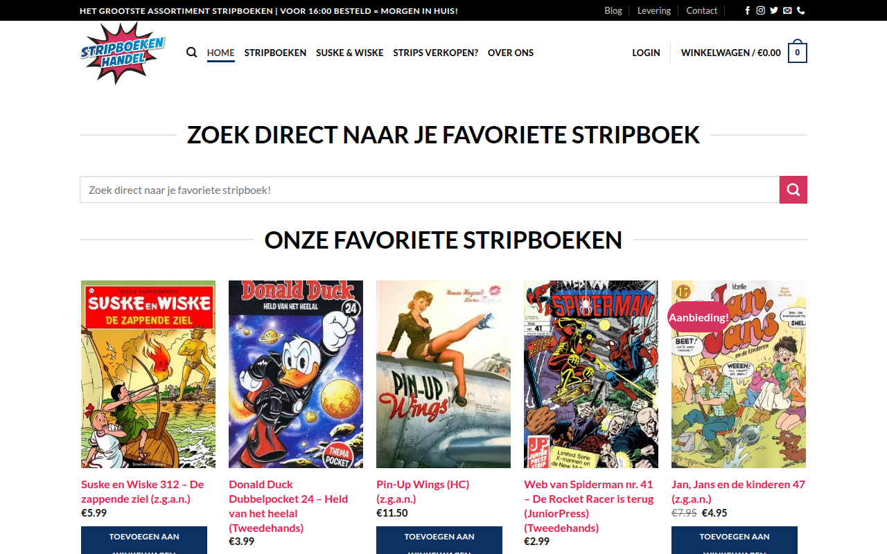 Screenshot van stripboekenhandel.nl