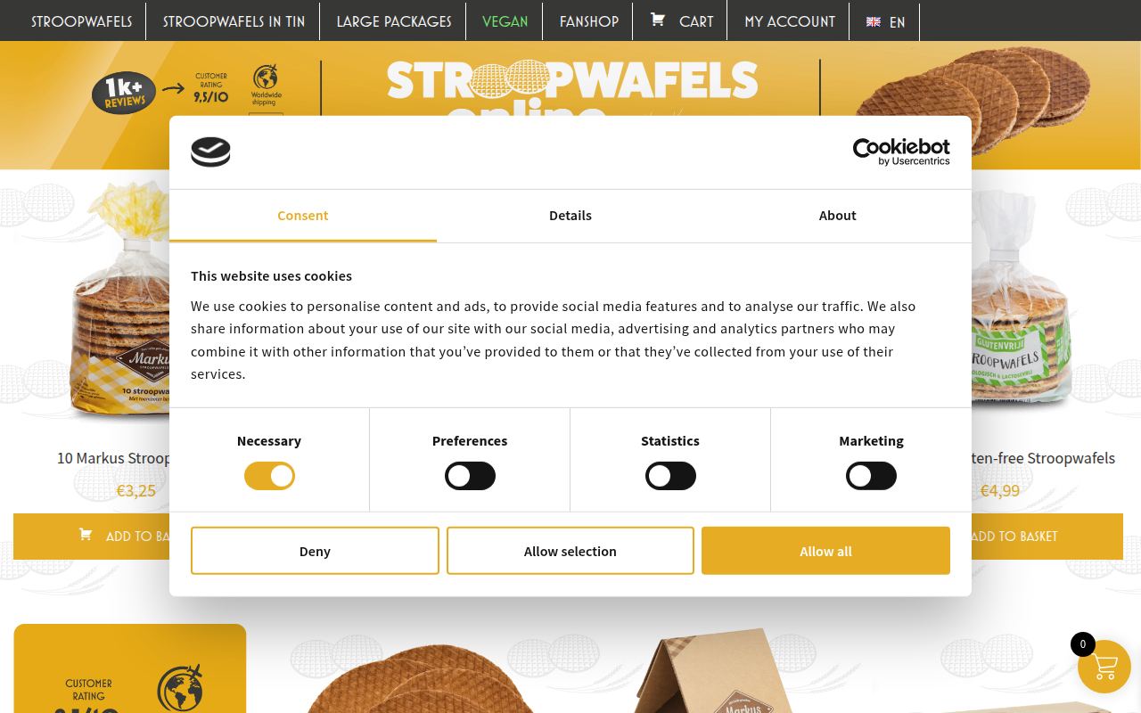 Screenshot van stroopwafels.online