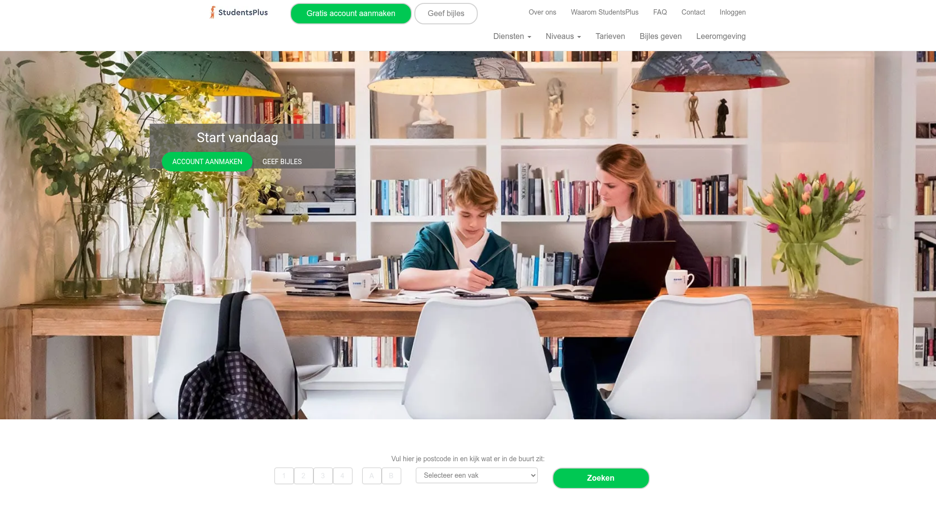 Screenshot van studentsplus.nl