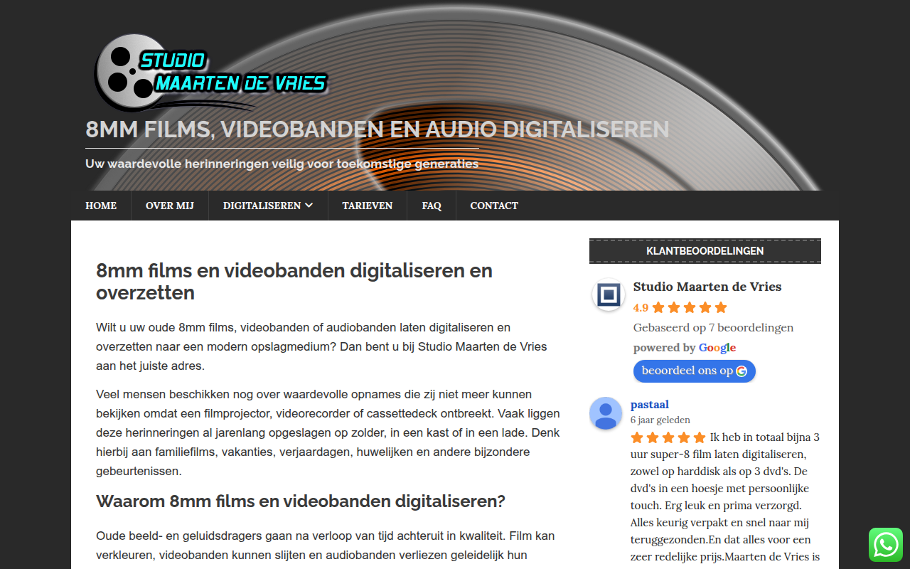 Screenshot van studiodevries.com